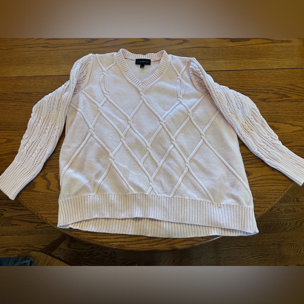 Lane Bryant Light Pink V-Neck Sweater